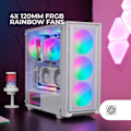 Miniatyrbillede 3 af 4: Gaming chassis ATX - Mars Gaming - MC-AIR - 4 FRGB 120mm blæsere - Mesh frontpanel - Hærdet glas hvid