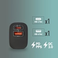 Miniatyrbild 3 av 6: NGS BUD 33W: Universell väggladdare 33W med 2 portar: USB-C + USB-A. Snabb och säker laddning. Samtidig laddning. Svart.