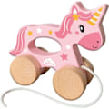 Miniatyrbillede 6 af 6: Trælicorne 2 i 1 - At skubbe og trække - SES CREATIVE - Lyserød licorne til at skubbe eller trække. Rosa
