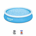 Miniatyrbild 1 av 4: BESTWAY självbärande poolkit ovan jord - Fast Set - 366 x 76 cm - Rund (Levereras med en filtreringspump) Blå