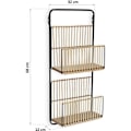 Pikkukuva 4 / 4: Seinähylly - Monivärinen - Metallia ja rottinki - 2 tasoa - 32x12x68 cm - Nykyaikainen muotoilu Beige Svart