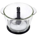 Miniatyrbillede 3 af 6: Hachoir Princess Power 1 L 300 W - Glasbol - 2 knive i rustfrit stål Sølv