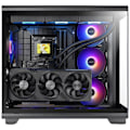 Miniatyrbillede 4 af 6: Mars Gaming MC-REV, Gaming kabinet ATX, Dobbelt hærdet glas, 3 omvendte ARGB-ventilatorer, vertikal GPU, 360mm køling, Sort