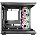 Miniatyrbillede 5 af 6: Mars Gaming MC-REV, Gaming kabinet ATX, Dobbelt hærdet glas, 3 omvendte ARGB-ventilatorer, vertikal GPU, 360mm køling, Sort