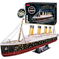 Miniatyrbillede 1 af 6: 3D-bådpuslespil - Titanic-modelsæt til konstruktion med LED, 3D-puslespil, skibsmodeller, samlespil, 266 stykker, 4 timers samling