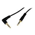 Miniatyrbillede 4 af 4: 30 cm tyndt 3,5 mm højrevinklet stereolydkabel - STARTECH - M/M - Sort - højrevinklet stik