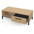 Miniatyrbillede 4 af 6: Bord med 1 skuffe / 1 niche - CRAFT - rektangulær - Hamilton eg / sort - 110,4 x 50 x 36,9 cm - DEMEYRE Hamilton ek och strukturerad svart