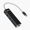 Miniatyrbild 1 av 2: USB Typ C-hubb - IGGUAL - 3 USB 3.0-portar - 1 Gigabit RJ45-port - 1000 Mbps - 4 portar