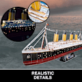 Miniatyrbillede 6 af 6: 3D-bådpuslespil - Titanic-modelsæt til konstruktion med LED, 3D-puslespil, skibsmodeller, samlespil, 266 stykker, 4 timers samling