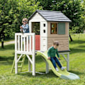 Miniatyrbillede 2 af 6: Smoby Life - Højhus med rutsjebane - Ny farve - Platform 70cm - Anti-UV - Fremstillet i Frankrig Bige, grå och grön