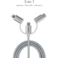 Miniatyrbillede 2 af 2: USB Biloplader 2 x USB (2.4A) + 3I1 Sølv SUBBLIM kabel