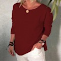 Pikkukuva 2 / 3: Naisten Pitkähiha-Blouse - Merkki - Punaviini - Suuri Koko - Mukava rödvin XL