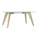Miniatyrbillede 1 af 3: Spisebord - MDF-træ - hærdet glas - Hvid
