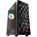 Miniatyrbillede 1 af 2: Nfortec - AZIR Mid Tower Gaming PC Case (ATX), 4x 120 mm ARGB fans inkluderet, front mesh, hærdet glas sider, sort
