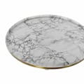 Miniatyrbillede 2 af 4: gyldent aluminium hvidt marmor sidebord (51 x 51 x 51 cm)