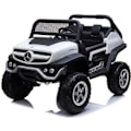 Miniatyrbillede 1 af 2: Mercedes-Benz Unimog elbil - 12V - Hvid og sort - Lædersæder - EVA hjul med affjedring