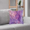 Miniatyrbild 4 av 5: Lila och guld mjuka sammetsmarmorstruktur kuddfodral lyxig abstrakt dekorativ fyrkantig kuddfodral vardagsrum soffa sovrum bil 45x45cm 4st