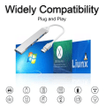 Miniatyrbillede 4 af 5: USB Hub, USB-adapter med 4 porte, 1 USB 3.0 og 3 USB 2.0 Hub til Macbook Pro/Air, Surface Pro, PS4, bærbar computer, USB-flashdrev, mobil HDD og mere