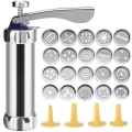 Miniatyrbillede 1 af 2: Biscuit Maker i rustfrit stål 20 stk. Shaper Cutter Dekorerende Cookie Press Pumpemaskine