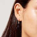 Miniatyrbillede 3 af 5: Tiny Cubic Zirconia Starburst/Evil Eye Dangle Hoop Øreringe Sterling Sølv Guld Brusk Helix Hoop Hængslede Sleeper Øreringe med Charms