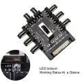 Miniatyrbillede 2 af 5: PC Fan Hub 12V PWM Hub, 8-kanals 3Pin PWM, CPU-hovedkort-ventilatorkontakt Desktop Computer Cooler Case Fan, SATA-grænseflade (8-port SATA)
