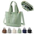 Miniatyrbillede 1 af 5: Multi-Pocket Tote Bag med lynlås, Canvas Japansk Håndlavet Håndtaske med Rum, Multifunktion Satchels Taske