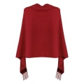 Miniatyrbilde 2 av 4: Dame Poncho Sjal med Knapper Frynser Cape Teppe Kasjmir Blanding Myk Varm Multifunksjonell for Vår Høst Vinter red 68X200cm