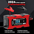 Miniatyrbild 2 av 5: 10A 12V LiFePO4 Batteriladdare, Smart Batteriladdare med Automatisk Reparationsfunktion och LCD-Display, Billaddare för Bilar, Motorcyklar, Lastbilar
