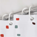 Miniatyrbillede 5 af 5: Bruseforhæng skimmel- og meldugbestandigt - Mosaik Rød, 180 x 180 cm (71 x 71 tommer) | Vandafvisende stof | 100 % polyester red