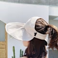 Miniatyrbillede 3 af 4: Hatte Damer Solhatte Stor Bred Skygge Hestehale Hat(Beige)