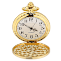 Miniatyrbild 2 av 4: Klassisk Kvarts Analog Slät Fickur Halsband Hänge med Kedja Guld gold