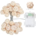 Pikkukuva 5 / 5: Rattan-pallo LED-valosarja, 20 LED-pallovaloa koristeellinen 5 cm