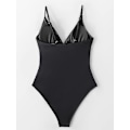 Miniatyrbillede 6 af 6: Badedragt Kvinder Mavekontrol Push Up Badedragt Halter V-hals Polstret Heldragt black XL
