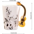 Miniatyrbillede 5 af 5: Kreativ musik krus violin stil guitar keramik krus kaffe te mælk stave kopper med håndtag kaffekopper nyhed gaver (træ guitar) wooden guitar