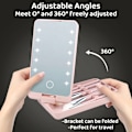 Miniatyrbillede 5 af 5: Forfængelighedsspejl med lys, bærbar toiletbord makeup spejl med 12 LED-lys og 5 stk børste 360° justerbar touch screen belyst bord spejl