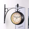 Miniatyrbillede 1 af 5: Retro Dobbeltsidet Væg Ur Udendørs Have Ur (Sort)