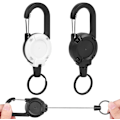 Miniatyrbillede 1 af 7: Heavy Duty Retractable Keychain, 2stk Retractable Badge Holder, Retractable ID Badge Reel Heavy Duty Reel Clips Retractable Badge Reels black/white