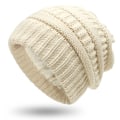 Miniatyrbild 1 av 5: Stickad mössa för kvinnor, foder i satin, skidmössa för kvinnor, slouchy vintermössa för flickor beige