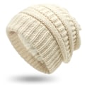 Pikkukuva 1 / 5: Naisten neulottu pipo, satiinivuorattu naisten laskettelupipo, tyttöjen slouchy talvipipo beige