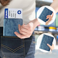 Miniatyrbild 5 av 5: Passfodral, Vaccinationsintyg Fodral Läder, Konstläder Passfodral med RFID-blockerare, Skyddande Fodral Vaccinationskort(Blå) blue