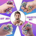 Miniatyrbild 4 av 4: Anti-Stress Druv-Squishy Mesh-Knyckboll Flerfärgad Ångest-Knyckboll Anti-Stressboll med Nät Diameter 6 cm