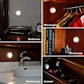 Miniatyrbild 5 av 5: 6 st Trycklampa Trycklampor Mini Touch Press Spot Lights Bärbara LED-lampor för inomhusbruk Batteridrivna Pucklampor för underskåp Warm White