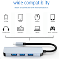 Miniatyrbild 3 av 5: USB C Hub USB 3.0 Slim Aluminiumskal Typ C till 4-Port USB 3.0 Adapter, Hög Hastighet USB Splitter, Kompatibel med MacBook Air, Flash Drive, Mobil HDD