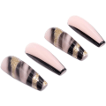 Miniatyrbillede 5 af 5: Kiste Falske Negle Lange Falske Negle Guld Sequin Tryk på Negle Fransk Pink Stick på Negle Ballerina Akryl 24stk til Kvinder og Piger black