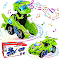 Miniatyrbillede 1 af 4: Transformerende Dinosaur Legetøj Transformerende Dinosaur Bil Automatisk Transformerende Dino Biler Med Musik Og LED Lys Transformerende Bil Legetøj Green