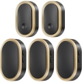 Miniatyrbillede 1 af 5: IP55 Vandtæt Trådløs Dørklokke LED Blinkende Guld + Sort