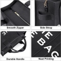Miniatyrbillede 3 af 5: Kvinder Lærred Tote Tasker Casual Lærred Crossbody Taske (Sort)