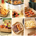 Miniatyrbild 6 av 7: Airfryer-foder, 100 st luftfritöspapper, non-stick engångsbakpapper fyrkantig 16 cm