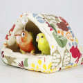 Miniatyrbillede 4 af 5: Vinter Papegøje Bur Plush Skur Fuglebur Sove Seng, 19x19x20cm