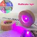 Miniatyrbillede 1 af 4: Træ LED Lys Display Base Krystal Glas Harpiks Kunst Ornament Træ Natlampe Multicolor light(Round)